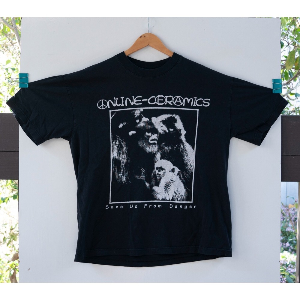ONLINE CERAMICS Stop Animal Testing T-Shirt Black Vintage Size L‎